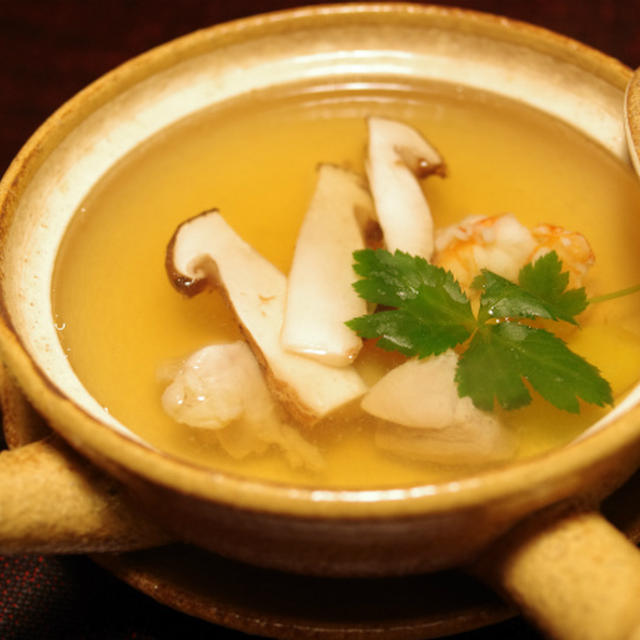 松茸の土瓶蒸し と 松茸ご飯　と　秋刀魚の塩焼き