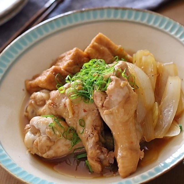 厚揚げと玉ねぎでボリュームUP！鶏手羽ポン酢