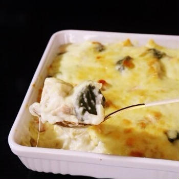 生麩とサーモンのグラタン