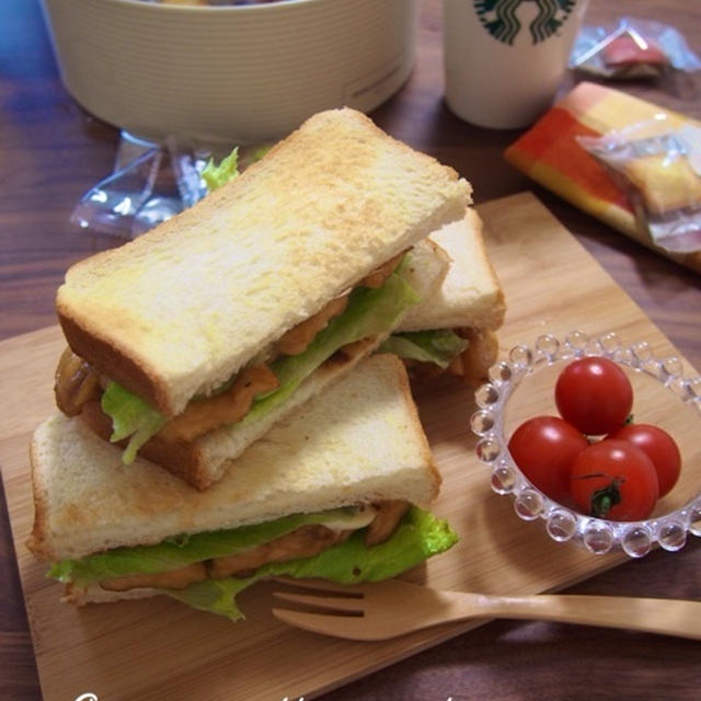 【簡単カフェ飯】お弁当に♪ランチに♪がっつり食べたい！照り焼きチキンサンド♪