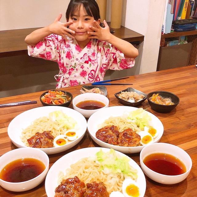 晩御飯はかつお醤油のつけ麺です！！