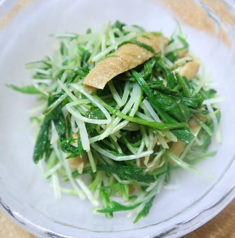 健康的で美味しい水菜と油揚げのわさび和えの作り方