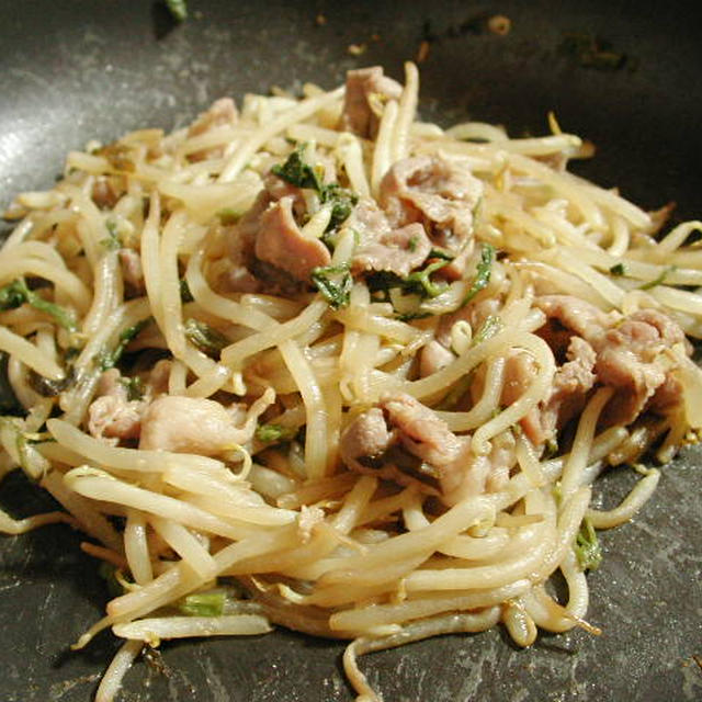 もやしとセリの味噌炒め