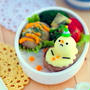 ウズラとハンバーグのとろけるゆきだるまくんのキャラ弁