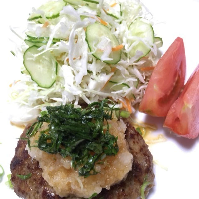 和風ハンバーグと鯛のカルパッチョ風サラダ