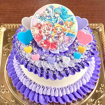 【ぷりきゅあケーキ】フレンディカラー！紫フリルが可愛いケーキ♡