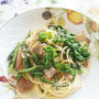 菜の花のペペロンチーノ ・パスタ 菜の花はフライパンで蒸し焼き & ごま和えなど