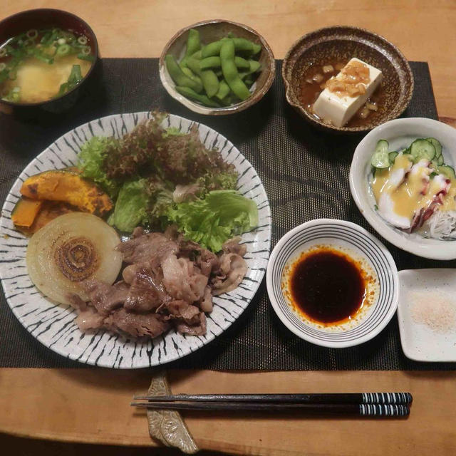 ゴルフで獲得した牛肉で”焼きしゃぶ”の晩ご飯と　咲き始めた花たち♪