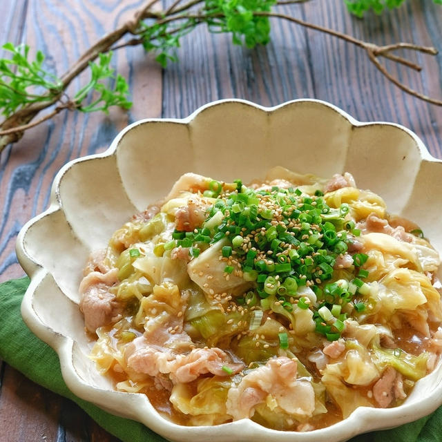 レンジで簡単！！豚バラキャベツのとろーりスタミナ旨ぽん煮