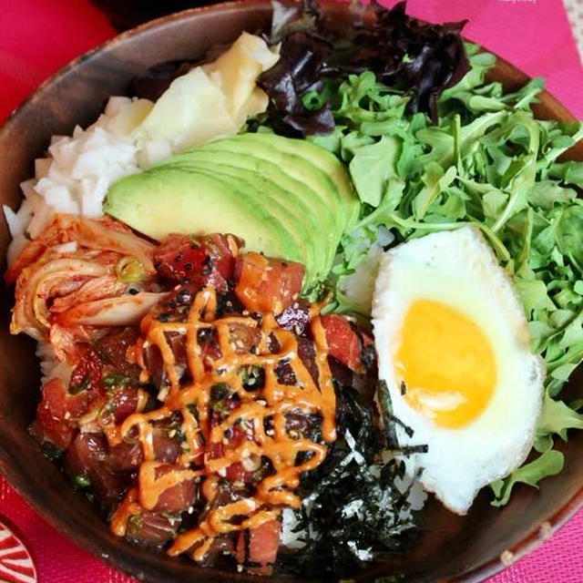 コチュマヨでスパイシーマグロのポケ丼