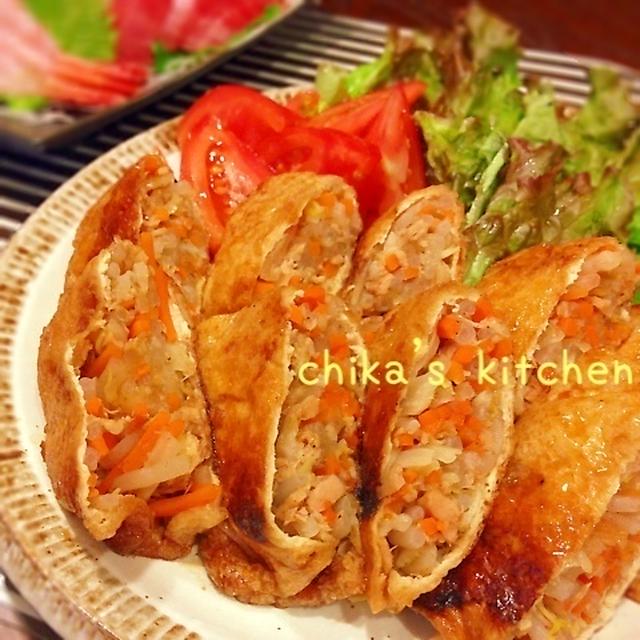 野菜でもメインに♡甘辛にんにく醤油の野菜たっぷりお揚げ♪