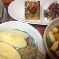 ある日の朝ご飯　厚揚げと鯛のつみれと小松菜のお吸い物が美味しかった（＾＾）ヘルシー朝食