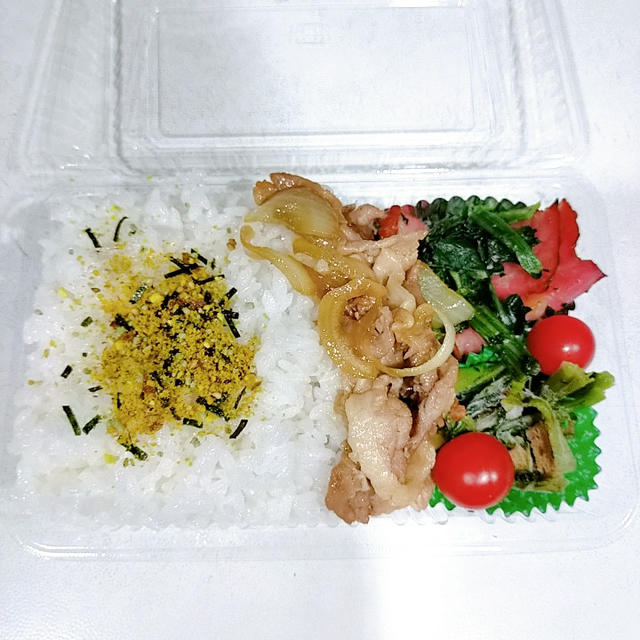 ３月２日のお弁当　オーブントースターで【ベーコンとほうれん草のソテー】