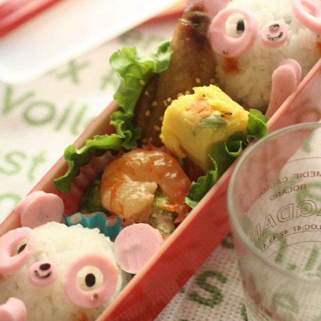 桃色ぱんだ弁当２の作り方?魚肉ソーセージさえあればできる編?
