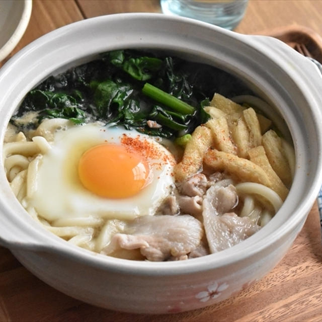 群馬県産ちぢみほうれん草の煮込みうどん#PR