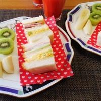 わさびがポイント（笑）～わさび風味のポテトサラダとわさびマヨハムのサンドイッチ～
