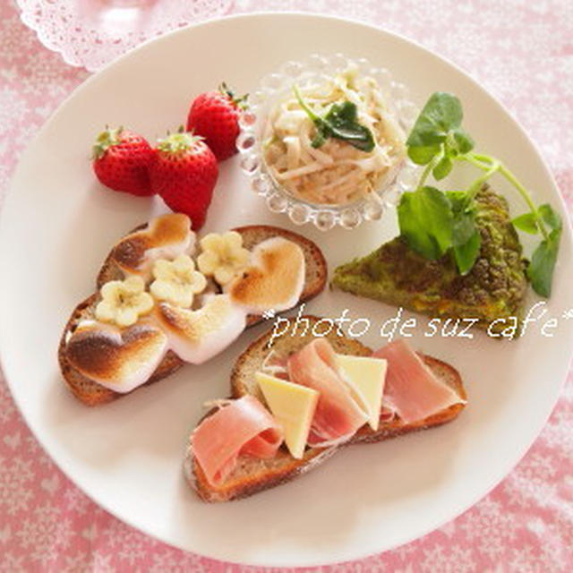 簡単タルティーヌ　de　ワンプレート朝食。。。