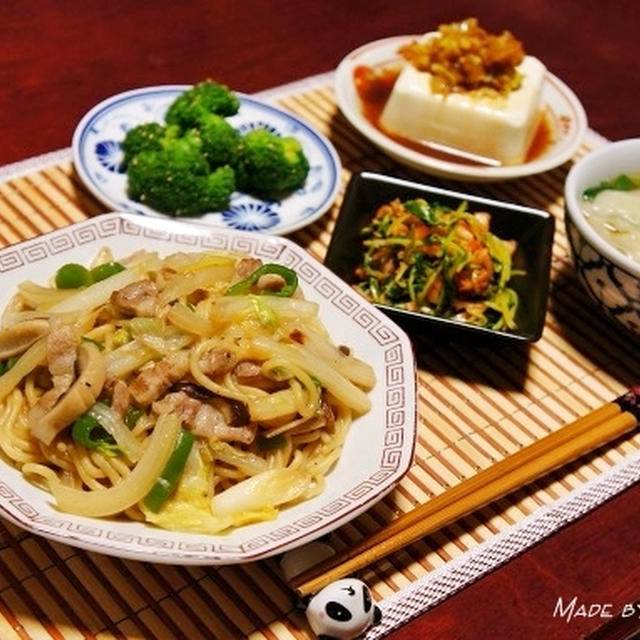 久々の中華定食　＜白菜と豚肉の焼きそば＞