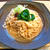 水戸名物?　!納豆うどんを、旬のわさび菜のトッピングで食べてみました