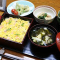 レシピ付き献立　筍とふきのばらずし・若竹煮・山菜の天ぷら・ほうれん草の胡麻和え・筍の姫皮のお味噌汁