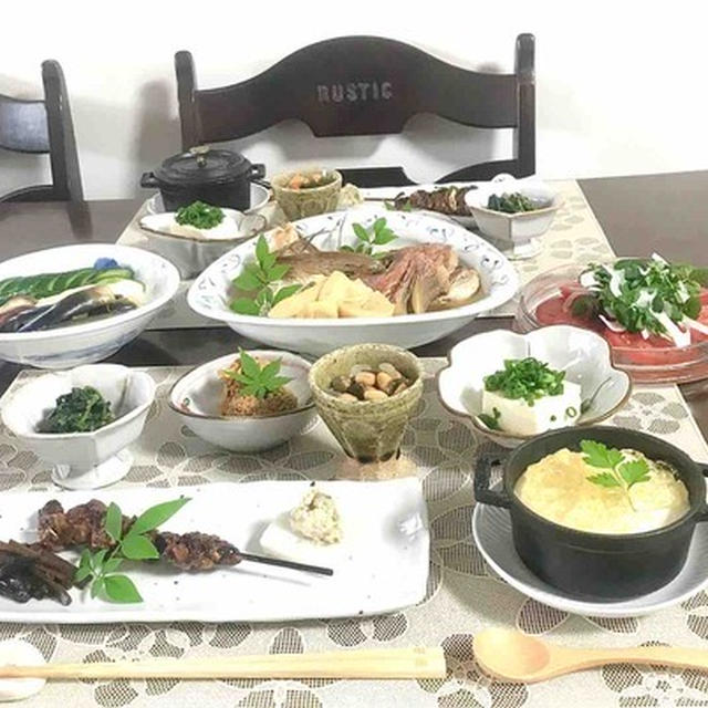 鯛の兜煮の夕食