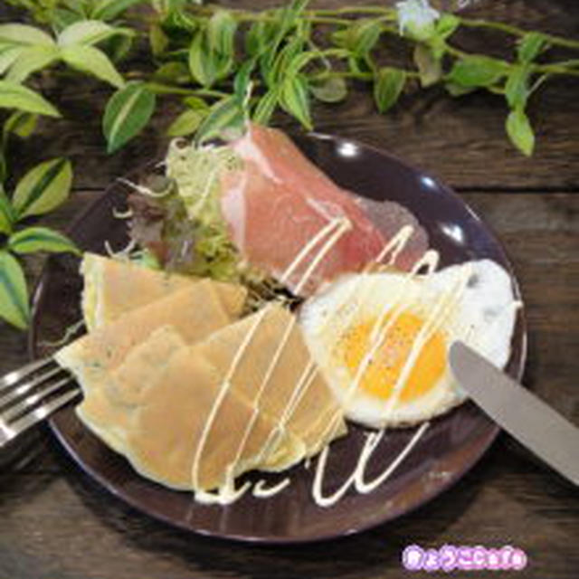 Cafeブランチ★ベーコンポパイパンケーキセット(レシピ）