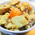 島豆腐で作るお豆腐ボリューミーな肉豆腐、味噌卵のせ