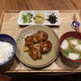【献立】酢鶏、酢マグロ、お漬物いろいろ、カブのお味噌汁、ワイン
