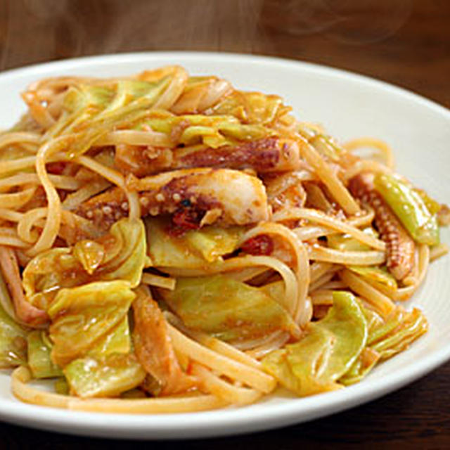 イカと春キャベツのスパゲティ
