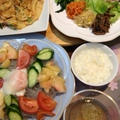 今日の夜ご飯 チヂミと春雨の麺の冷麺