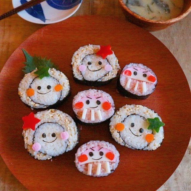 だるまさん巻き寿司＊デコ納豆巻きちゃん