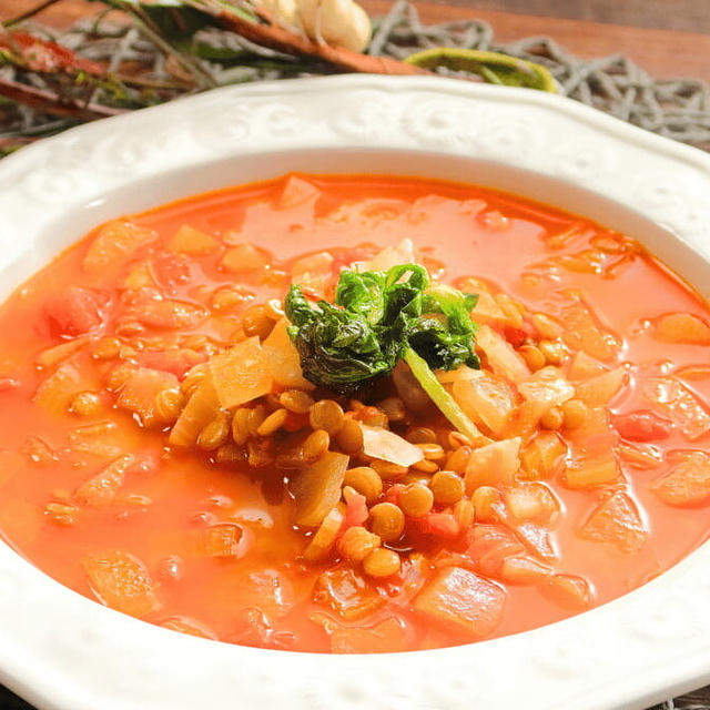 【レンズ豆のスープ（ミネストローネ）】ダイエットにも！栄養豊富なレンズ豆スープの作り方！【322kcal】