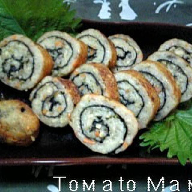 おかず　　『鶏ごぼうのすり身海苔巻き揚げ』