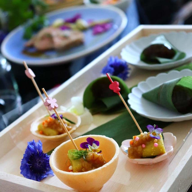 春のもてなし和食-開催repo≪OnlineLesson≫お料理とテーブル...木箱に詰めて。
