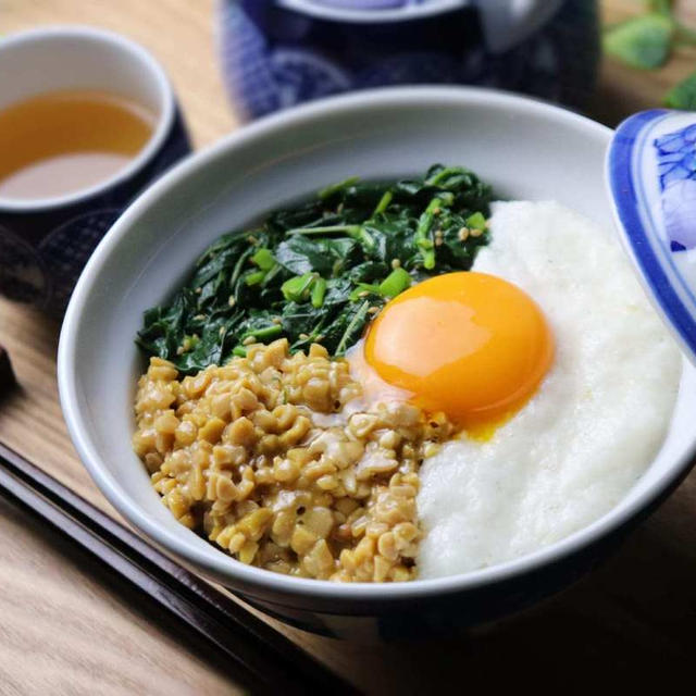 モロヘイヤ 納豆 とろろのネバネバ丼