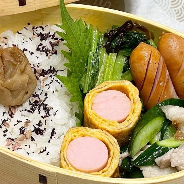 【お弁当】お弁当作り/ワンパン弁当/豚バラと胡瓜の旨塩炒め