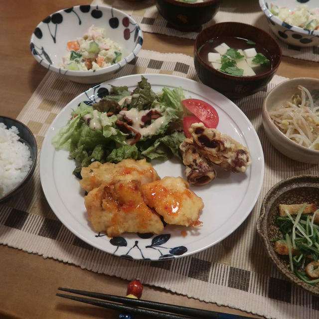 鱈の天ぷら～スイートチリソースの晩ご飯　と　いろいろなクリスマスローズ♪