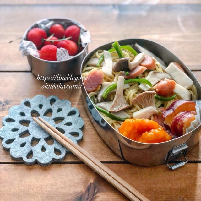 レンチン塩焼きそば弁当【本日のお弁当】＊我が家にいる妖怪