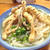 いか天うどん。きなこの手手ないないのポーズ