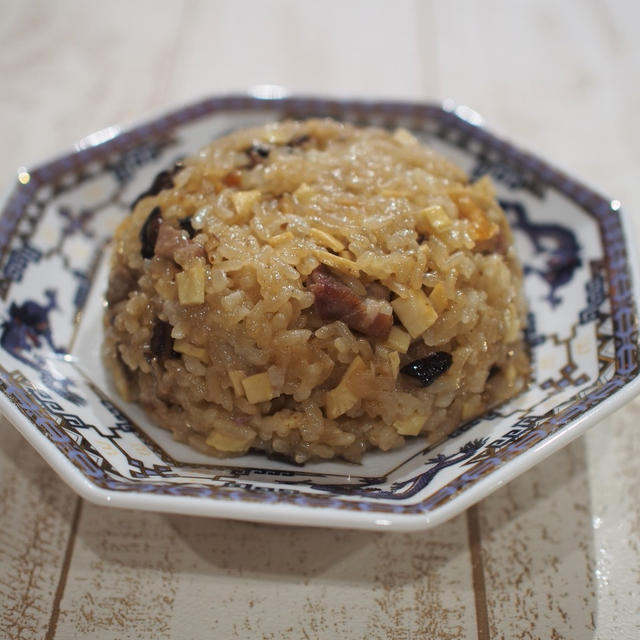 レンジで簡単中華おこわと野菜中華