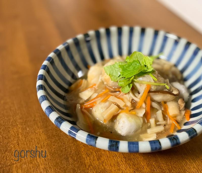 美味しい干し貝柱で【里芋のほたて貝柱糀あんかけ】