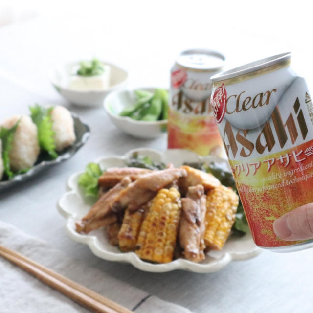 【#クックパッド #クリアアサヒ】鶏とトウモロコシのスパイシーポン照り