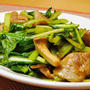 小松菜とエリンギと豚肉の炒めもので晩ごはん。