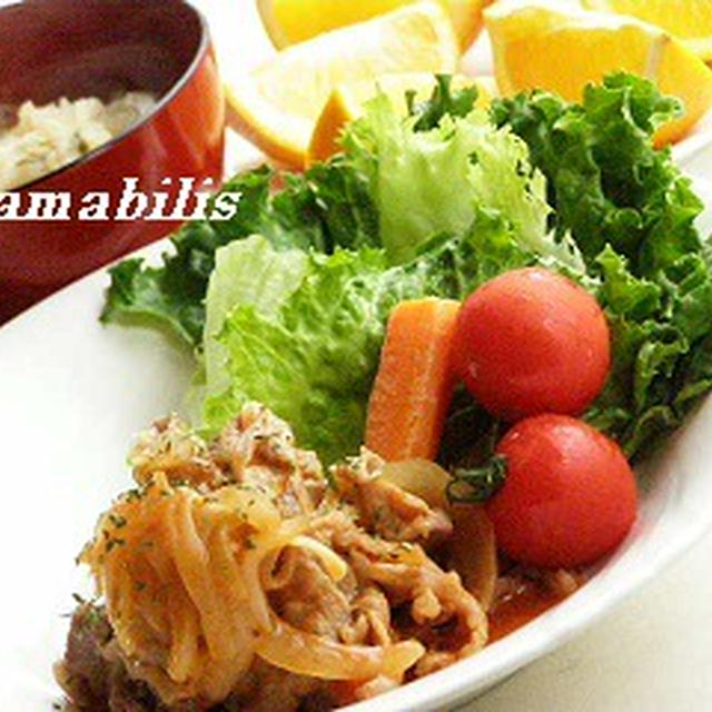 ポークと玉ねぎのケチャップ炒め定食