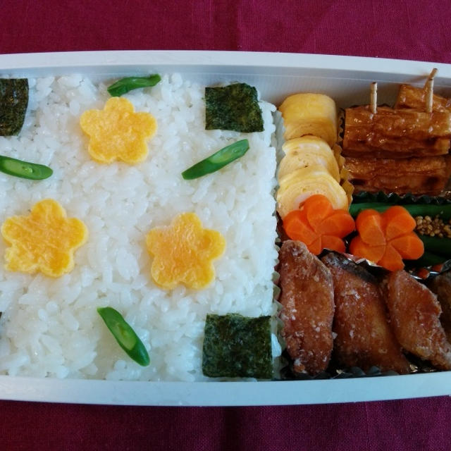 今日のお弁当　　第821号　～ぶりの竜田揚げ～