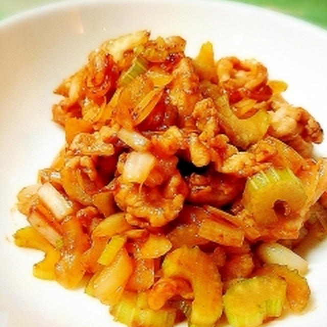 豚肉とセロリのエスニック炒め