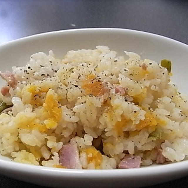 かぼちゃとベーコンのチーズリゾット