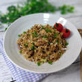 レンジで簡単♪サバ味噌煮缶とネギのオートミールチャーハン