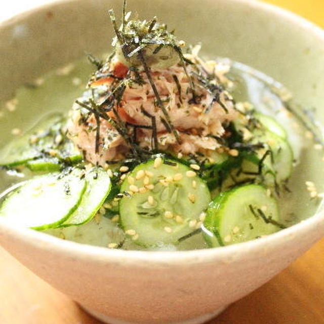 ツナときゅうりの冷茶漬け