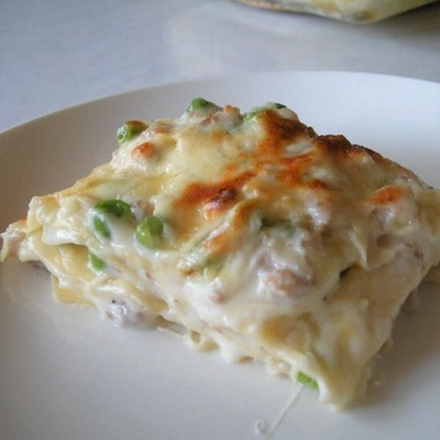 Lasagne bianche con piselli グリンピースの白いラザーニャ